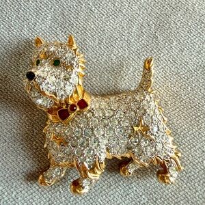 CT Rucinni Rhinestone Highland Terrier Brooch